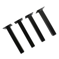 Tischbeine / Möbelfüsse aus Metall - schwarz, eckig 25x25mm (4er Set)