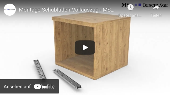 Montage Schubladenvollauszug - Video auf YouTube anschauen