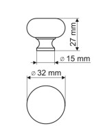 Möbelknopf Schubladenknopf Knauf Knopf Höhe 27mm Chrom glänzend Durchmesser 32mm