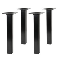 Tischbeine / Möbelfüsse aus Metall - schwarz, eckig 25x25mm (4er Set)