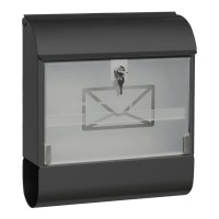 Briefkasten Anthrazit beschichtet abschließbare Glasfront Zeitungsrolle Briefbox